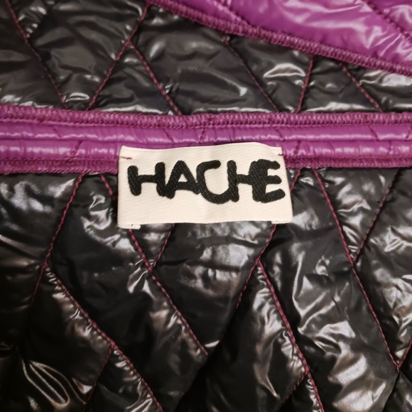 HACHE Italy Purple/ Black Quilted Jacket Size 44/ M - Picture 12 of 16